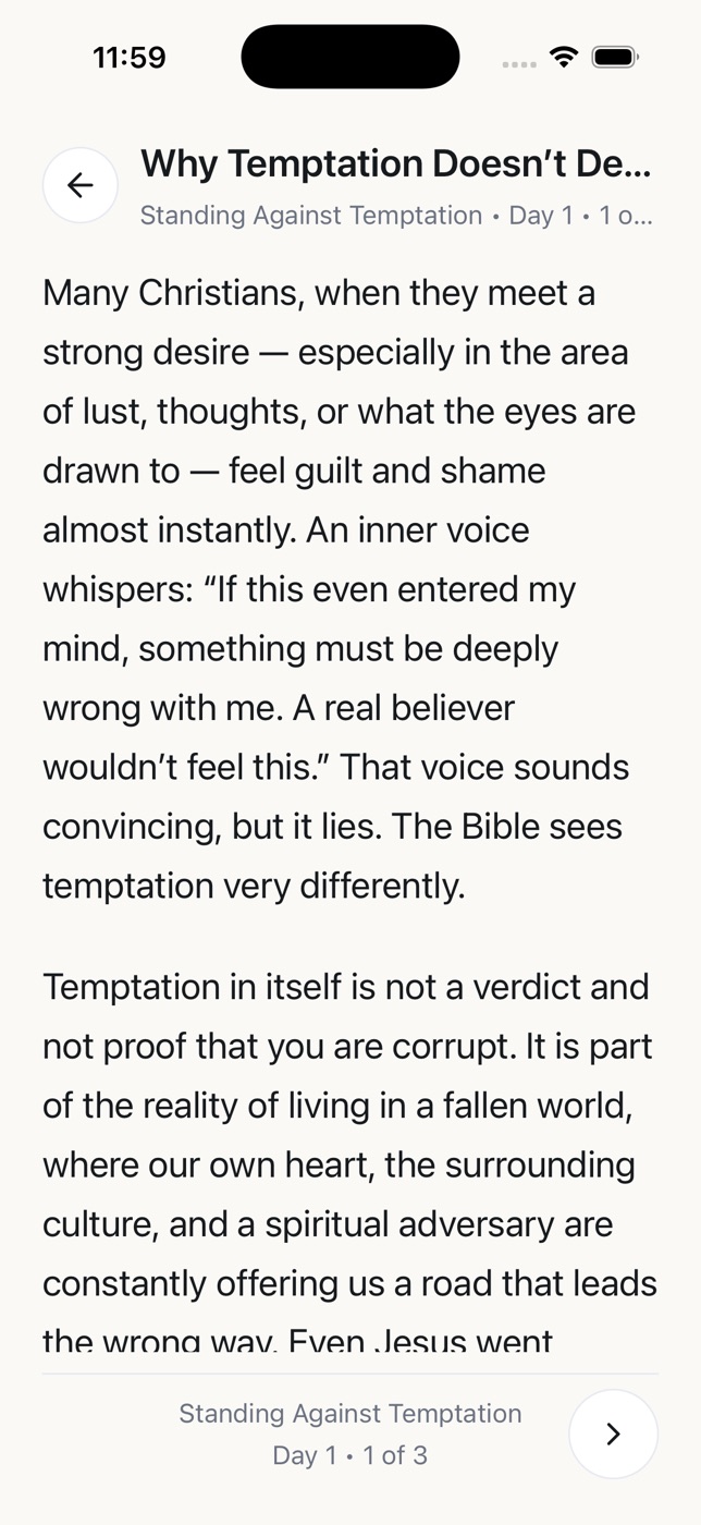 A devotional page open in the plan reader